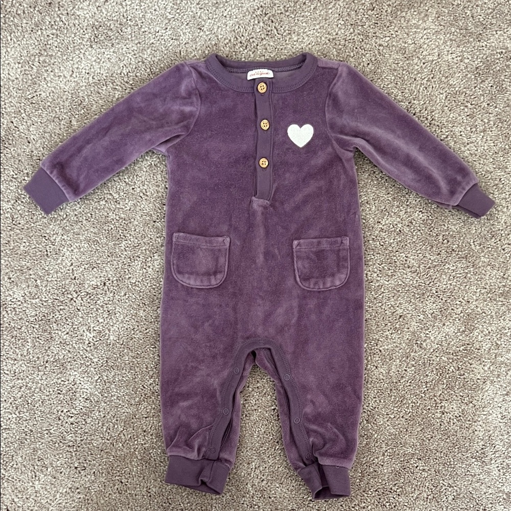 Purple Kids One Piece with Heart Patch
